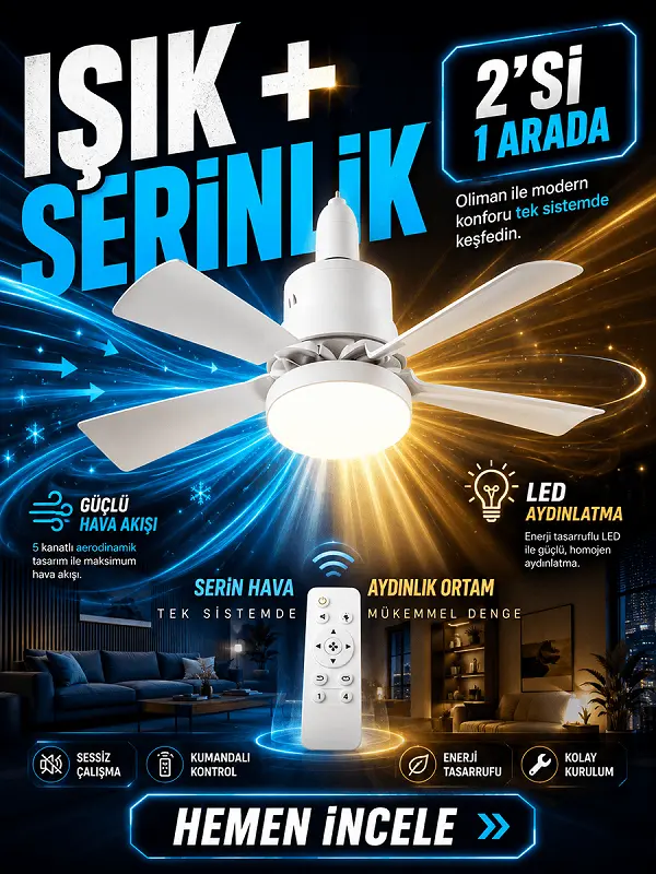 Tavan Vantilatörü Led Işık